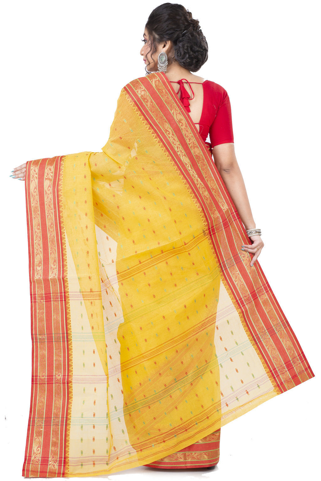 Beige Pure Cotton Alpona Tant Saree (193)